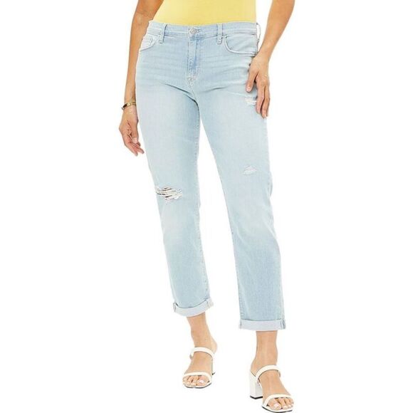 Hudson Womens Natalie Blue Light Wash Destroyed Denim Boyfriend Jeans NWT - Picture 3 of 3